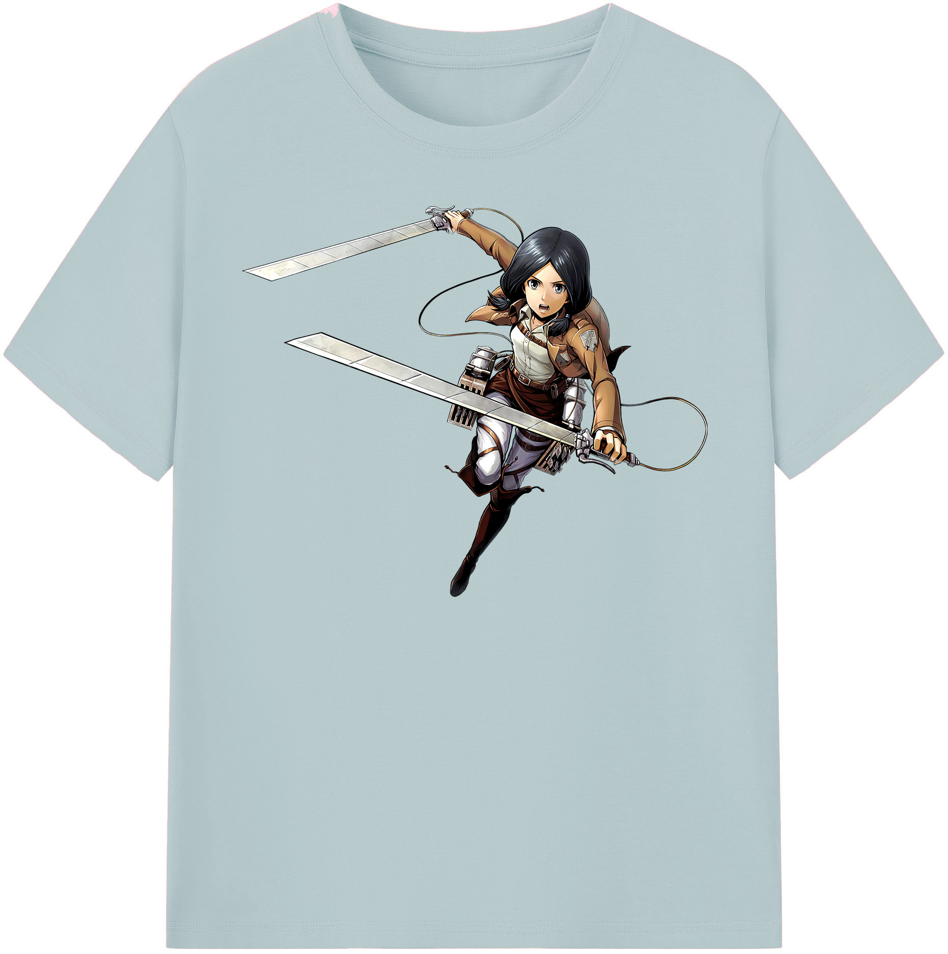 （画像用） 進撃の巨人 ミカサ·アッカーマン Attack on Titan Mikasa Ackerman 綿100％半袖Tシャツ（フロントプリント）